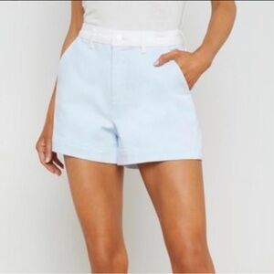 L'AGENCE Jameson Color Block High Waist Shorts Light Blue